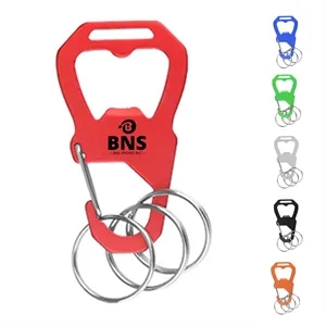 Aluminum Carabiner with 3 Key Rings and Bottle Opener
