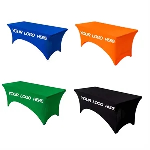 6FT Fitted Polyester Stretch Table Cover W/ Custom Imprint