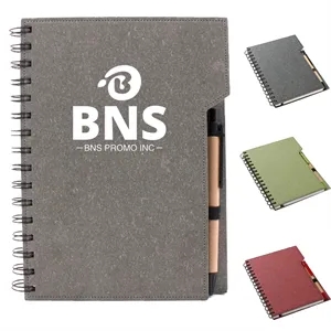 Durable Grey Board Notebook with Pen and Sticky Notes