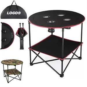 Portable Folding Camping Table With Cup Holders And Storage