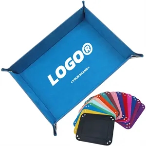 Foldable PU Leather Storage Tray For Desk Travel In Stock
