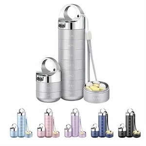 Portable Compartment Weekly Metal Travel Pill Organizer