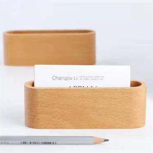 Wooden Business Card Stand Desktop