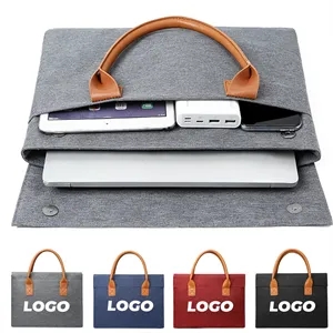 Canvas Laptop Bag with Leather Handles