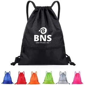Waterproof Drawstring Backpack with Zip Pocket
