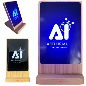 15W LED Wireless Charging Bamboo Phone Stand