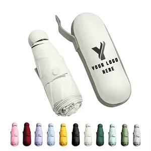 6 Ribs Mini Folding Compact Umbrella with Case