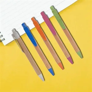 Bamboo Wheat Plunger-Action Pen