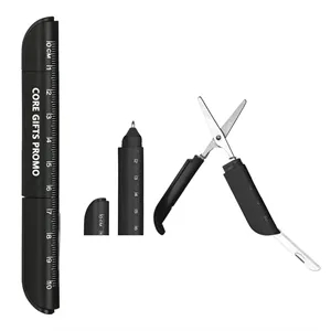 4-in-1 Multifuntional Ballpoint Pen with Scissors Knife Rule
