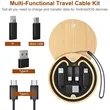 Round Bamboo Multi USB Charging Adapter Cable Kit | https://www.bestnamebadges.com