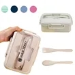 50MOQ Large  Wheat Straw Lunch Box With Fork Spoon | https://www.bestnamebadges.com