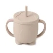 Baby Training Cup-Dual-Handle Silicone Cup With Lid | https://www.bestnamebadges.com