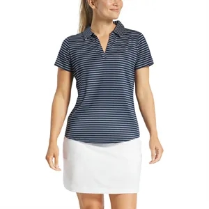 FootJoy Women's Short Sleeve Open Collar Stripe Shirt