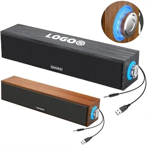 Wired Bluetooth Speaker With USB And 3.5mm Aux Input Wood