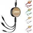Retractable 3 in 1 Bamboo USB Charging Cable In Stock | https://www.bestnamebadges.com