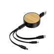 Retractable 3 in 1 Bamboo USB Charging Cable In Stock | https://www.bestnamebadges.com