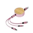Retractable 3 in 1 Bamboo USB Charging Cable In Stock | https://www.bestnamebadges.com