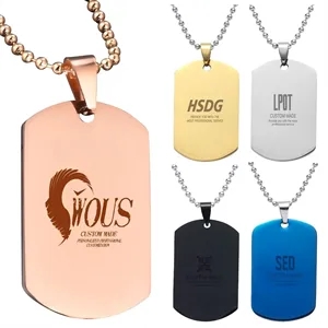 Stainless Steel Decorations Tag Military Style Necklace
