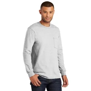 Port & Company Tall Long Sleeve Essential Pocket Tee. | https://www.bestnamebadges.com