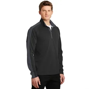 Sport-Tek Sport-Wick Textured Colorblock 1/4-Zip Pullover. | https://www.bestnamebadges.com