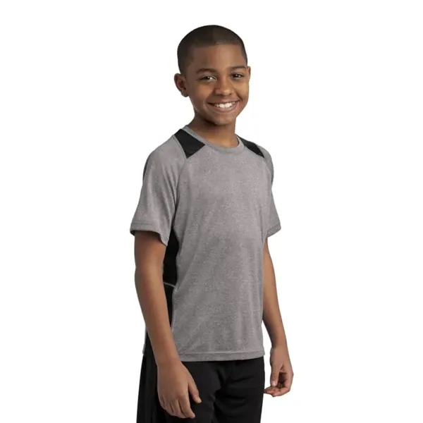 Sport-Tek Youth Heather Colorblock Contender Tee.