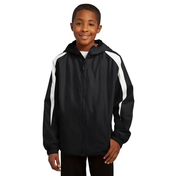 Sport-Tek Youth Fleece-Lined Colorblock Jacket.