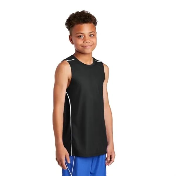 Sport-Tek Youth PosiCharge Mesh Reversible Sleeveless Tee.