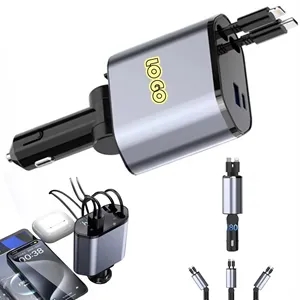 15W Retractable 4-In-1 Fast Charging Car Charger Adapter