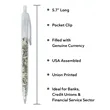US Currency Filled Translucent Clicker - Money Pens | https://www.bestnamebadges.com