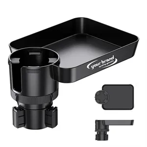 Car Cup Holder Tray with Rotating Food Table