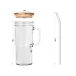 Reusable Mason  Jar Glass Mug Set With Lid Straw And Brush | https://www.bestnamebadges.com