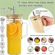 Reusable Mason  Jar Glass Mug Set With Lid Straw And Brush | https://www.bestnamebadges.com