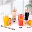Reusable Mason  Jar Glass Mug Set With Lid Straw And Brush | https://www.bestnamebadges.com