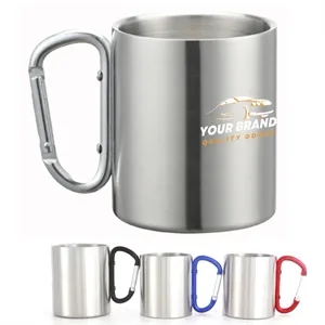 10oz Stainless Steel Camping Cup With Carabiner