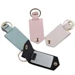 Customizable PU Leather Couple Metal Photo Frame Keychain | https://www.bestnamebadges.com