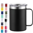 16oz Stainless Steel Insulated Coffee Mug With Handle | https://www.bestnamebadges.com