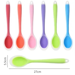 Colorful Eco-friendly Long Silicone Spoon | https://www.bestnamebadges.com