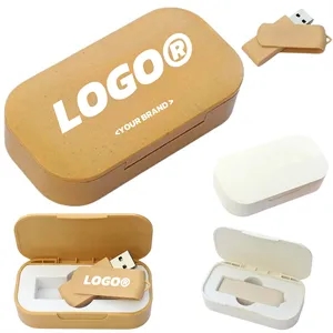 4GB Eco Friendly Wheat Straw USB Flash Drive Box Set