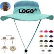 Custom Outdoor Sun Hat Mesh Panel Wide Brim Bucket In Stock | https://www.bestnamebadges.com