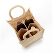 Eco-Friendly Jute Bag with Solid Front for 4 Bottles | https://www.bestnamebadges.com