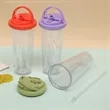 24 Oz. Portable Double Layer Plastic Straw Cups | https://www.bestnamebadges.com