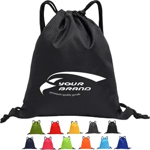 600D Football Pattern Polyester Drawstring Backpack