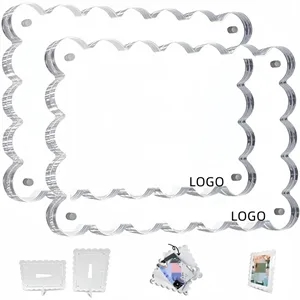 4" X 6" Transparent Scalloped Acrylic Magnet Photo Frame