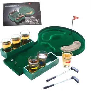 Mini Tabletop Golf Game With Glass Set Kit For Party Bar