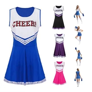 Polyester Cheerleader Costume For Girls W/ 2 Pompoms