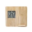Wireless Charging Weather Temperature Humidity Bamboo Clock | https://www.bestnamebadges.com