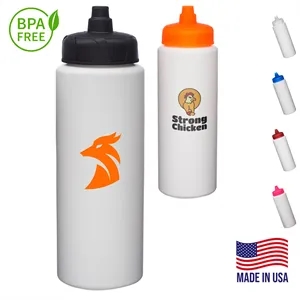 32 oz. USA made HDPE Plastic Sports Bottle w/ Quick Shot Lid | https://www.bestnamebadges.com