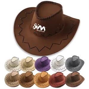Custom Unisex Faux Felt Cowboy Hat With Cords | https://www.bestnamebadges.com