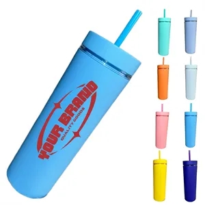 17Oz.Double-Layer Frosted Straight Tube Straw Cold Drink Cup