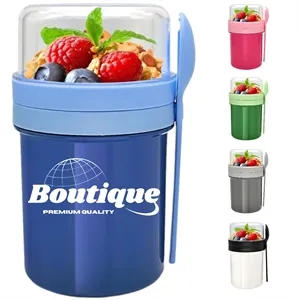 Portable Double Layer Salad With Spoon Plastic Yogurt Cups